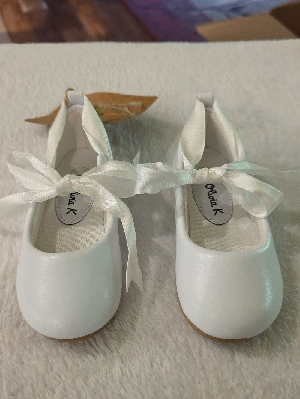 Girls' White Satin Ribbon Dress Flats - Kids Shoes